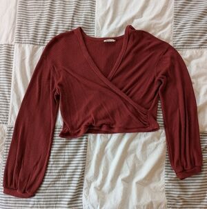 Sozy Lea Wrap Cropped Top in Rust